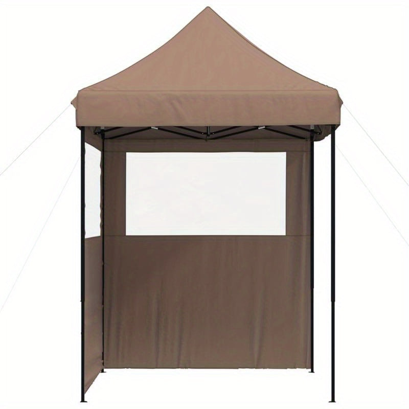 Collapsible Pop-Up Party Tent with 2 Side Walls in Brown. Sturdy And Durable, Easy to Assemble, Suitable for Gatherings, Parties, Weddings, Camping, And Other Outdoor Activities.