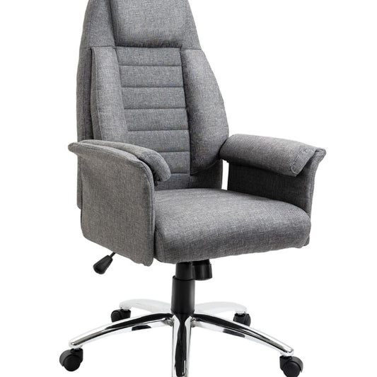 Ergonomische Bureaustoel – Comfortstoel – Kantoormeubilair – Werkstoel – Thuiswerkstoel – Verstelbare Zithoogte Tot 115 cm – Duurzaam Glas- en Roestvrij Stalen Frame – Grijs Gemêleerd