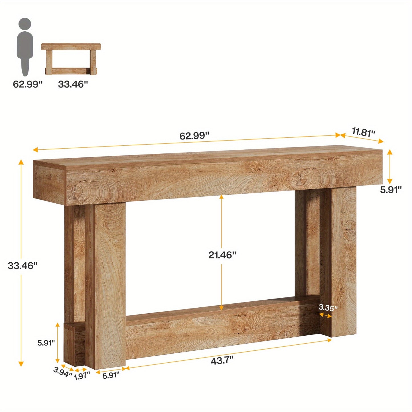 Sidetable – Consoletafel – Haltafel – Wandtafel – Dressoir – Smal Lang Model – 2 Opbergniveaus – Hoogwaardig Verlijmd Hout Bruin