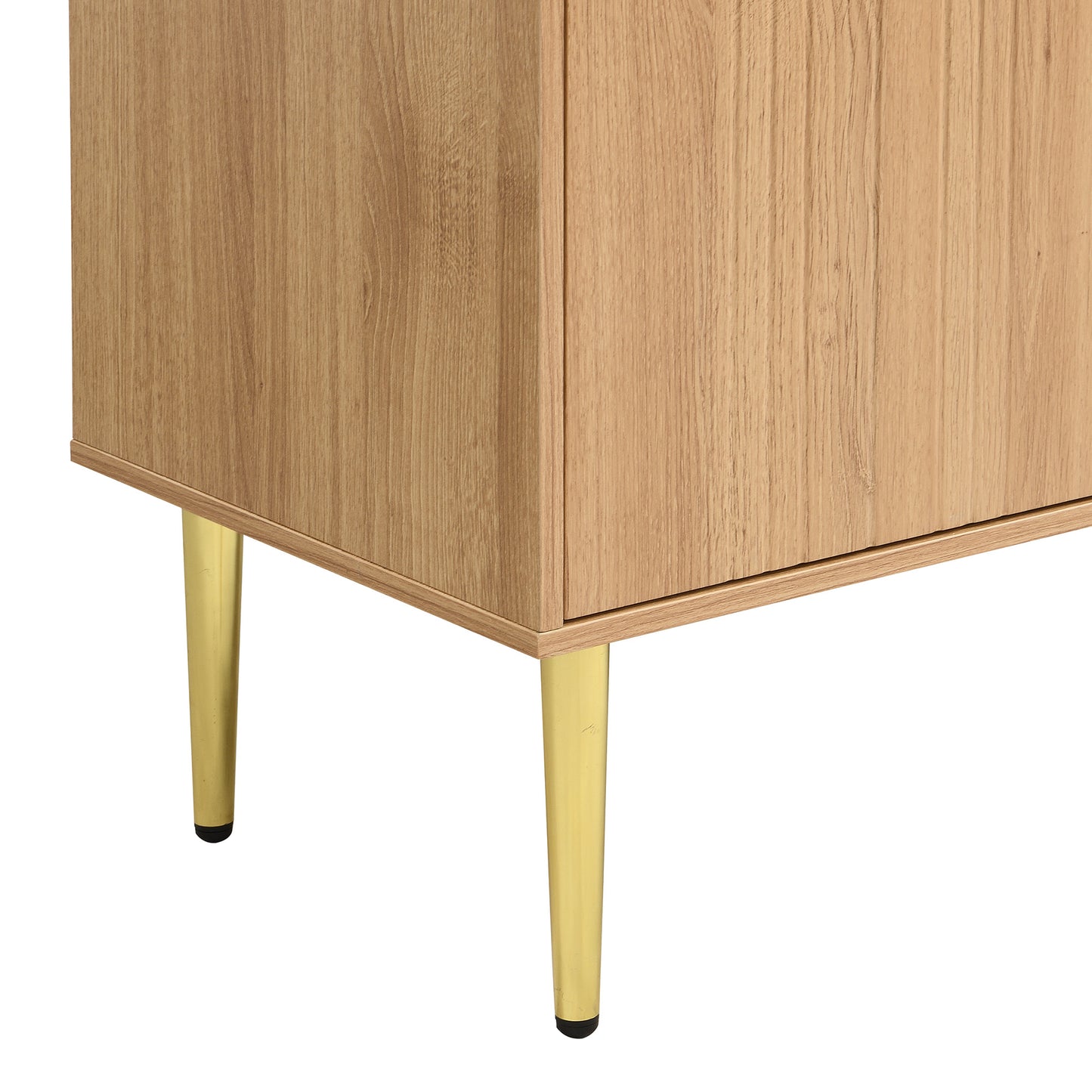 Modern Sideboard – Dressoir – Opbergkast – Wandkast – Kast – Gebogen Reliëfdeuren – Goudkleurige Metalen Poten – 140 cm – Verstelbare Planken