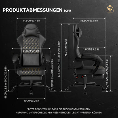 Gamingstoel – Gamestoel – Gaming Chair – Bureaustoel – Game Stoel – Ergonomisch Design – Ingebouwde Voetsteun & Massagefunctie – Metalen Frame – Max 150 kg