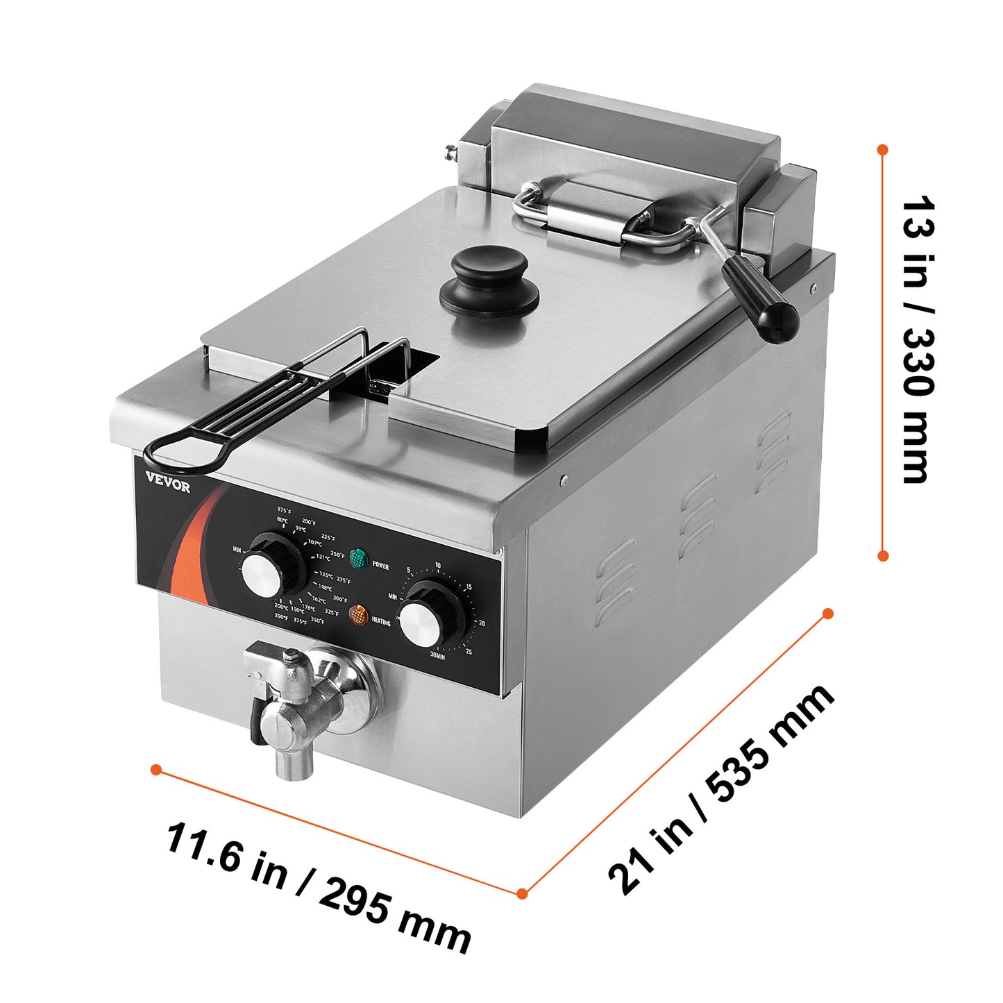 Friteuse – Frituurpan – Elektrische Friteuse – Koude Zone Friteuse – Deep Fryer – 8,5 Liter – Roestvrij Staal – 2200 Watt