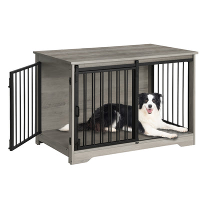 Furniture for Dog Crates, 100Cm Indoor Dog Kennel with Sliding And Double Doors, Contemporary Wooden Design, Appropriate for Small, Medium, And Large Dogs. - QUORE
