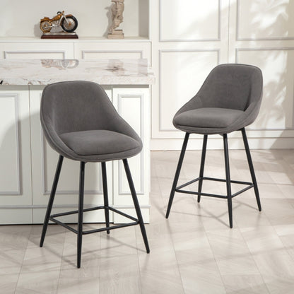 Barstoel – Barkruk – Barkruk – Keukenstoel – Barstoel Set Van 2 – Corduroy Bekleding – Stalen Poot – Ergonomische Rugleuning – Zithoogte Aanrecht – Modern Design – Comfortabel & Stevig