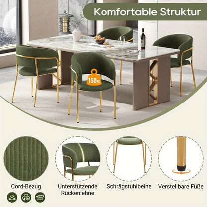 Stoelen – Eetkamerstoelen – Designstoelen – Woonkamerstoelen – Bureaustoelen – Set Van 4 – Corduroy Ribstof – Verstelbare Voeten