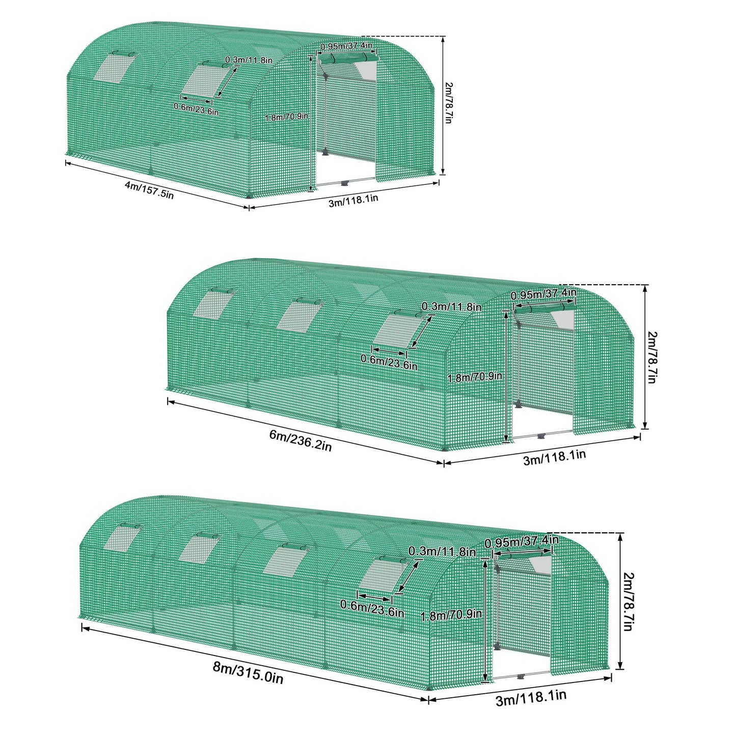 Greenhouse for the Garden, Tomato House with Windows, UV Resistant, with Galvanized Steel Frame and Mosquito Net, Green