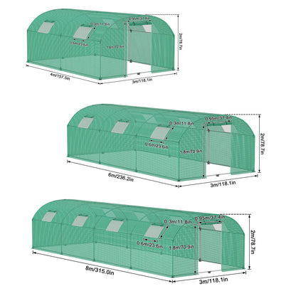 Greenhouse for the Garden, Tomato House with Windows, UV Resistant, with Galvanized Steel Frame and Mosquito Net, Green
