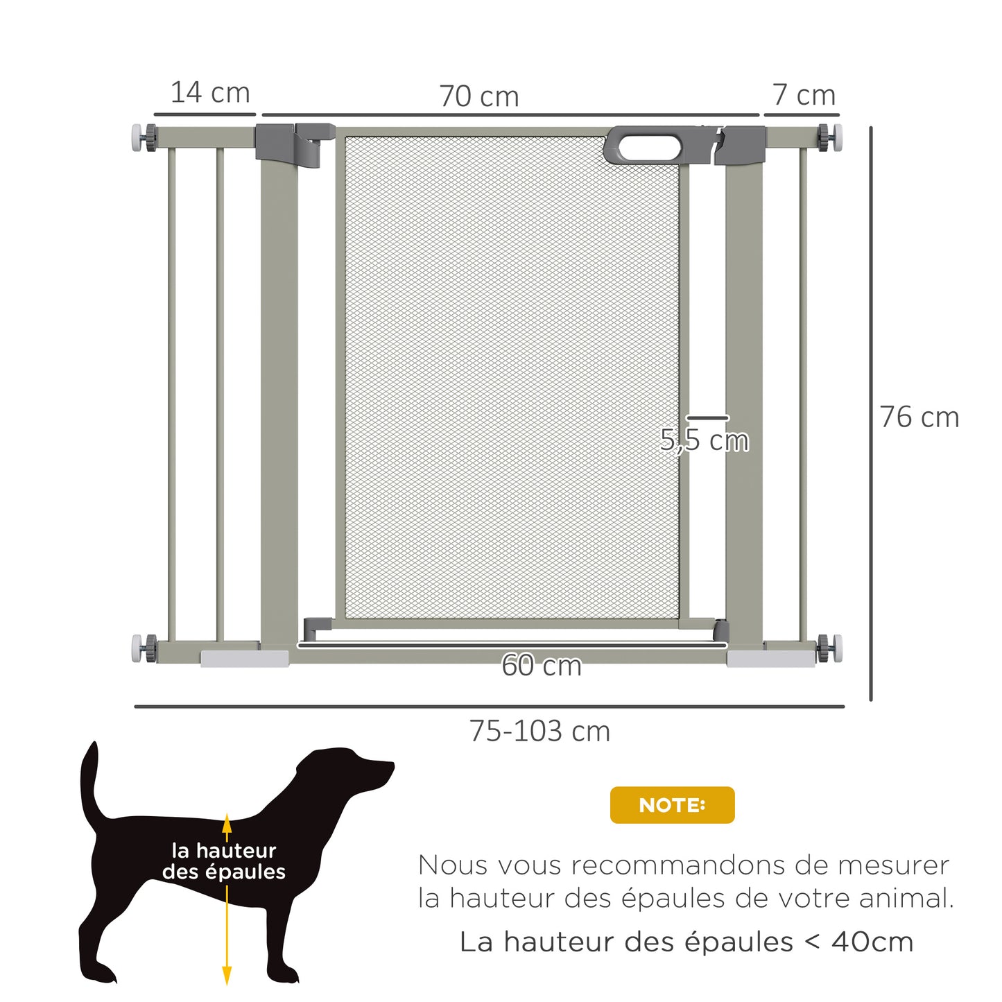 Dierenhekjes – Huisdierenhek – Hondenhek – Kattenhek – Traphekje – Verstelbaar 75-103 cm – Automatische Sluiting met Dubbele Vergrendeling – Grijs Metalen Set van 2
