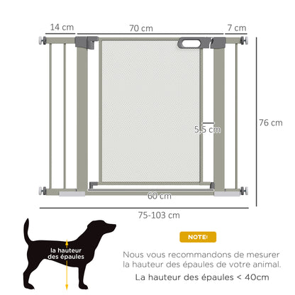 Dierenhekjes – Huisdierenhek – Hondenhek – Kattenhek – Traphekje – Verstelbaar 75-103 cm – Automatische Sluiting met Dubbele Vergrendeling – Grijs Metalen Set van 2