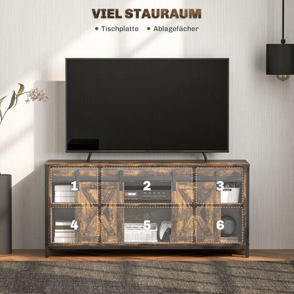 tv meubel – tv kast – tv dressoir – lowboard – mediameubel – Industriële stijl – 120x40x54 cm – Geschikt voor tv’s tot 60 inch – Massief hout met metalen frame