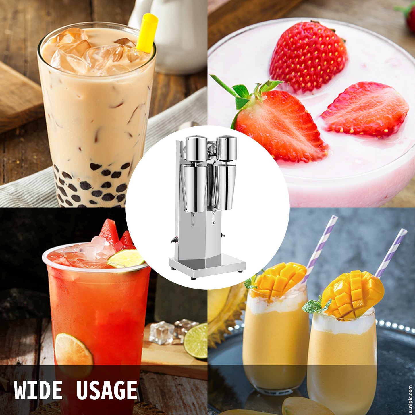 Elektrische Milkshake Mixer – Milkshakemachine – Shake Maker – Smoothiemixer – Proteïnemixer – 5010g – 180W Krachtige Motor – Dubbele Mixkop Roestvrij Staal