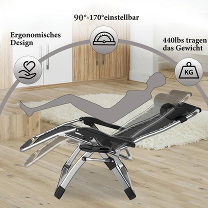 Foldable Lounge Chair, Reclining Sun Lounger For Garden With Headrest, Garden Lounge Chair With Drink Holder, Sun Chair, Weight Capacity 200 Kg, Foldable Garden Lounge Chair For Garden, Beach, Pool, And Balcony