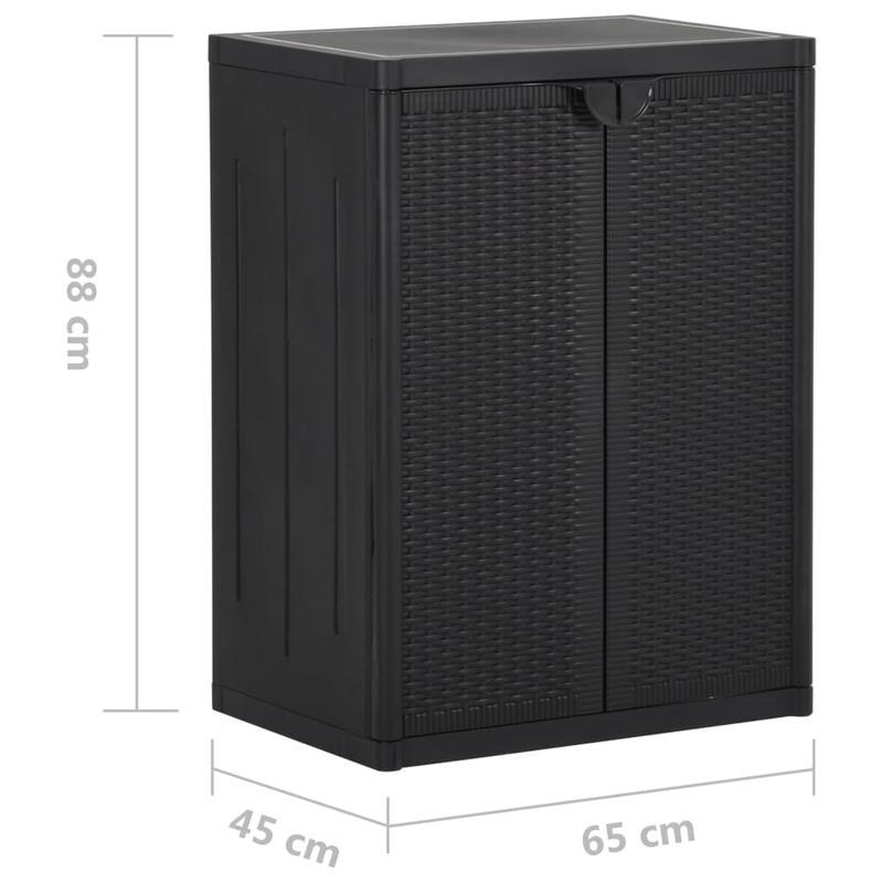 Tuinkast 65x45x88cm polypropyleen rattan zwart, Box, Cabinet, Rack for Outdoor Storage