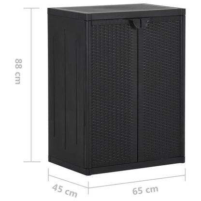 Tuinkast 65x45x88cm polypropyleen rattan zwart, Box, Cabinet, Rack for Outdoor Storage