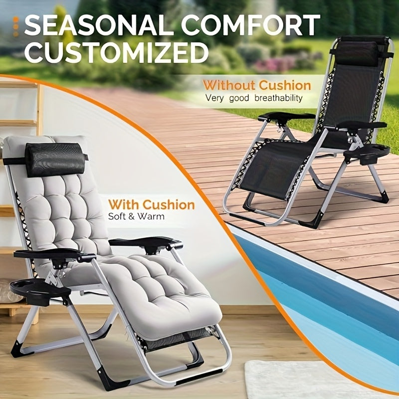 Ligstoel – Tuinstoel – Campingstoel – Strandstoel – Relaxstoel – Extra Breed 72 cm – Verstelbare Rugleuning Met Kussen