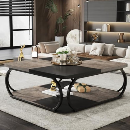 Salontafel – Koffietafel – Bijzettafel – Woonkamertafel – Tafel – Vierkant 100x100x50 cm – Hoogwaardig Composiet Hout – Modern Design Met Dubbele Laag