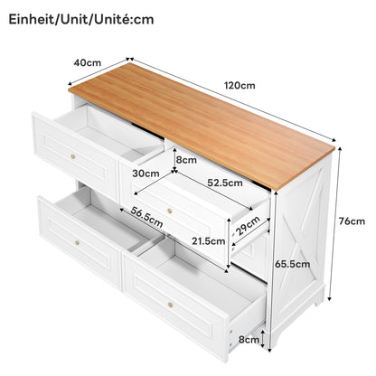 Modern Minimalist 6-Drawer with Smooth Doors/Drawers - Compact Contemporary Sideboard Suitable for Living Room, Dining Room, Hallway - Space-Saving Furniture