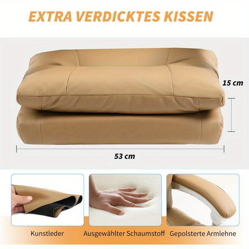 Ergonomische Bureaustoel – Bureaustoel – Werkstoel – Gamestoel – Desk Chair – Met Lendensteun – Verstelbare Hoogte – Inklapbare Armleuningen – Uitklapbare Voetensteun – 5 Wielen – Handmatige Verstelling – Bruin