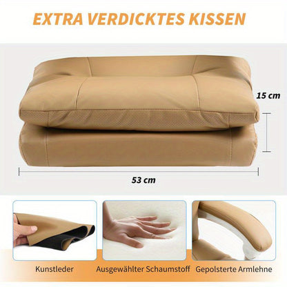Ergonomische Bureaustoel – Bureaustoel – Werkstoel – Gamestoel – Desk Chair – Met Lendensteun – Verstelbare Hoogte – Inklapbare Armleuningen – Uitklapbare Voetensteun – 5 Wielen – Handmatige Verstelling – Bruin