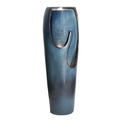 98cm Modern Elegant Glass Fountain with Soothing Water Flow - Blue-Green Indoor/Outdoor Water Feature for Home Garden, Patio, Office - Self-Contained Design, No Batteries/Electrical Connection, Durable & Low-Maintenance Decor
