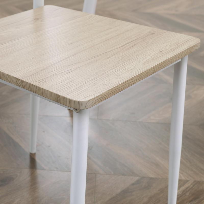 3-Teilige Essgruppe Esstisch Mit 2 Stühlen Esszimmergruppe Mit Metallgestell Sitzgruppe Für Esszimmer, Küche Nautr+Weiß, Moderne Küchenmöbel, Schneller Aufbau, Platzsparend, Esstisch Im Landhausstil Geeignet Für Wohnzi