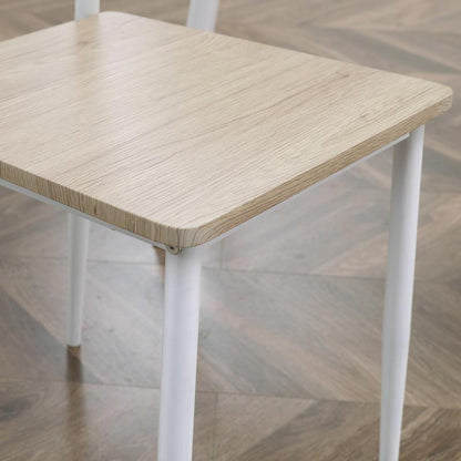 3-Teilige Essgruppe Esstisch Mit 2 Stühlen Esszimmergruppe Mit Metallgestell Sitzgruppe Für Esszimmer, Küche Nautr+Weiß, Moderne Küchenmöbel, Schneller Aufbau, Platzsparend, Esstisch Im Landhausstil Geeignet Für Wohnzi