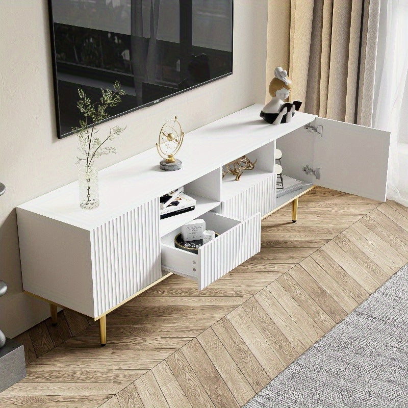 Tv Meubel – Tv Kast – Media Console – Entertainment Center – Meuble Tv Avec Rangement – Metaal Met Gouden Accenten – Duurzaam En Compact Design