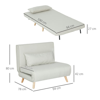 Slaapbank – 2-in-1 Slaapstoel – Bedbank – Loungestoel – Fauteuil – Verstelbare Rugleuning – Compact Formaat 94x78x80 cm – Scandinavisch Design Creme