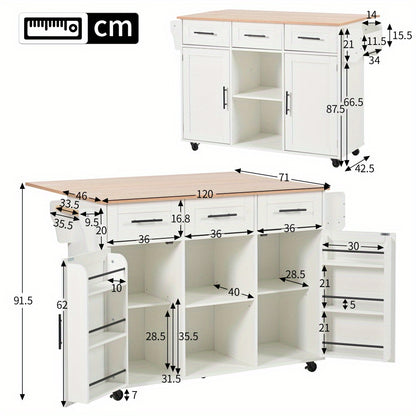 Keukentrolley – Keukenkast – Serveerwagen – Opbergkast – Trolley Op Wieltjes – Witgrijs – Scharnierend Werkblad – Lockbare Opbergruimte – 39x46x91,5 cm – Duurzaam Niet-Hout