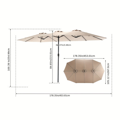 Parasol – Tuinparasol – Balkonparasol – Zweefparasol – Stokparasol – 4,51 Meter Rechthoekig – Kantelbaar en Draaibaar – Zwaar Aluminium Frame – Windbestendig – Beige Reversibel