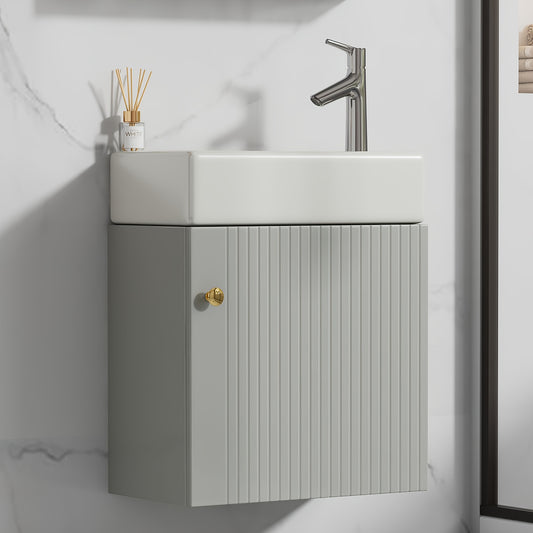 Wastafelmeubel – Badkamermeubel – Onderbouwkast – Hangend Meubel – Toiletmeubel – Compact 46 cm – MDF Grijs