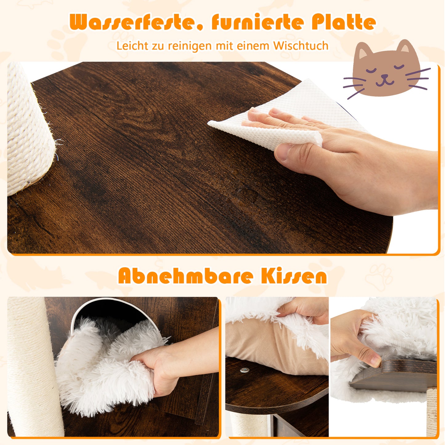 Krabpaal – Kattentoren – Klimmeubel – Krabmeubel – Kattenmeubel – 6 Lagen Met Kattenhol – 175 cm Hoog – Stevig Sisal – Zachte Wasbare Stoffen