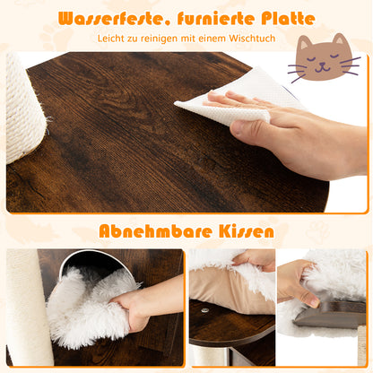 Krabpaal – Kattentoren – Klimmeubel – Krabmeubel – Kattenmeubel – 6 Lagen Met Kattenhol – 175 cm Hoog – Stevig Sisal – Zachte Wasbare Stoffen