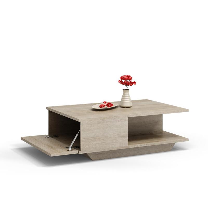 Salontafel – Koffietafel – Woonkamertafel – Lounge Tafel – Bijzettafel – Sonoma Eiken – TIP-ON Opbergvak – 90x60 cm Tafelblad