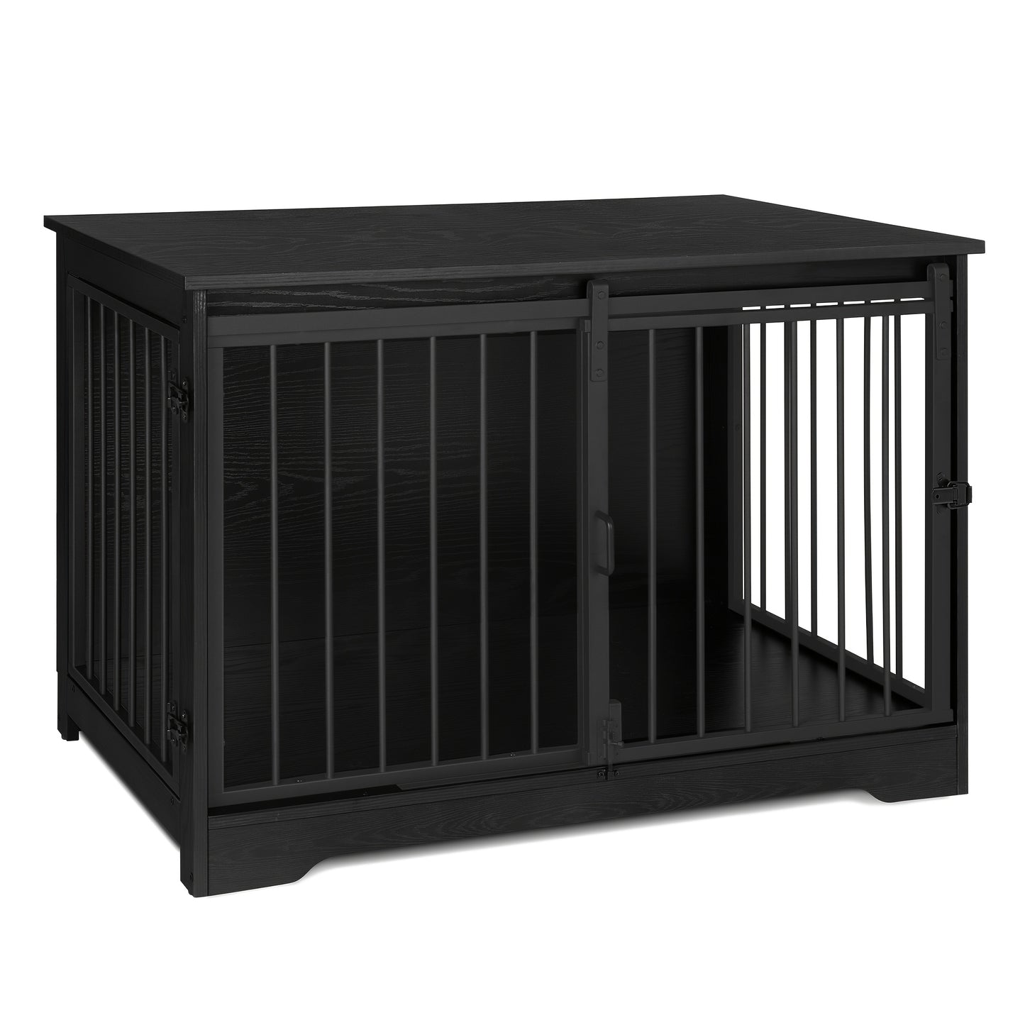 Houten Hondenbench – Hondenhok – Hondenkooi – Hondenbench Binnen – Hondenkennel – Zwarte Houten Bench – Dubbele Deuren – Verstevigd Slot