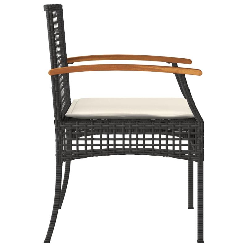 Garden chairs with pillows 2pcs black poly rattan acacia wood Add a touch of rustic charm to your dining room, garden, or terrace with this wooden garden chair! If you're looking for durable garden furniture, this is the idea