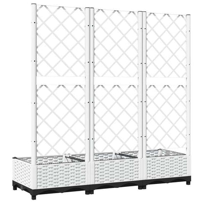 Plantenbak Met Rankgitter – Tuinbak – Klimplantbak – Balkonbak – Buitenbloembak – Wit – Weerbestendig Kunststof – 120x40x121,5 Cm