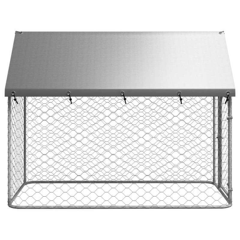 Hondenkennel – Hondenkooi – Hondenren – Buitenkennel – Dierenverblijf – Ruim 200x100x150 cm – Weerbestendig Staal Met Dak