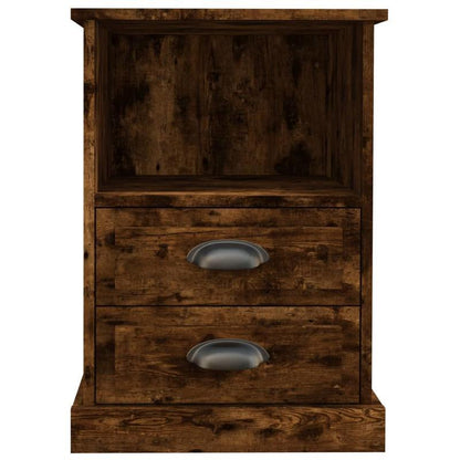 2-Pack Comodini 2pz Rovere Fumo 43x36x60cm 2D Flat, Wooden Nightstand with 3 Drawers - 27" Height, 3.2 Cu Ft Storage, Modern Minimalist Design for Bedroom, Living Room, Office - Holds Phone, Keychain, Wallet, Small Nightstand