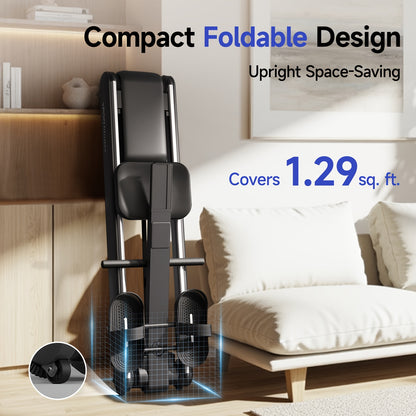 Roeitrainer – Roeimachine – Roeiapparaat – Fitnessmachine – Trainingsapparaat – Magnetische Weerstand – 16 Weerstandsniveaus – Inklapbaar Aluminium – Ergonomisch Zadel & Verstelbare Pedalen