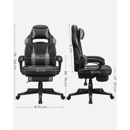 Gamingstoel – Bureaustoel – Werkstoel – Gamer Chair – Zitstoel – Verstelbare Hoogte 47-57 cm – Ergonomisch Met Voetsteun