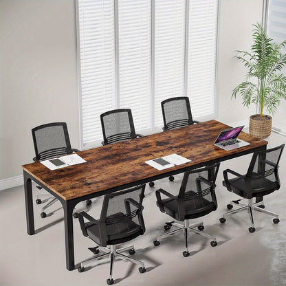 Vergadertafel – Bureautafel – Kantoortafel – Seminarietafel – Werktafel – Rustiek Bruin – 200x70 cm Groot Tafelblad – Stevige Metalen Poot
