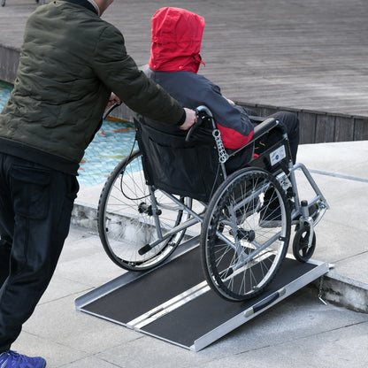 Rolstoeloprit – Opritrolstoel – Toegangshelling – Inklapbare Ramp – Mobiliteitsbrug – Aluminium – Opvouwbaar Met Handgreep – Antisliplaag En Verhoogde Zijkanten – Draagkracht 270 Kg – Zwart