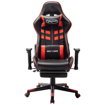 Gaming Chair with Footrest in Black And Red Faux Leather