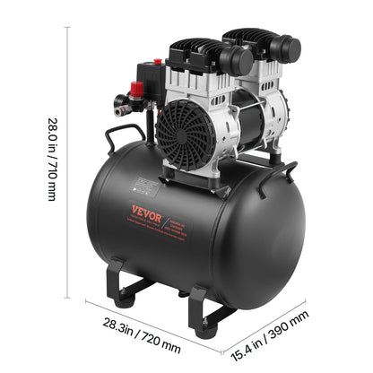 VEVOR Air Compressor Compact Portable Oil Free Compressor 10 Gallon 90 PSI