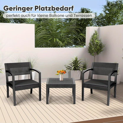 Balkonset – Tuinmeubelset – Bistroset – Loungeset – Balkonmeubels – Polyrattan – Weerbestendig – Inclusief Zitkussens