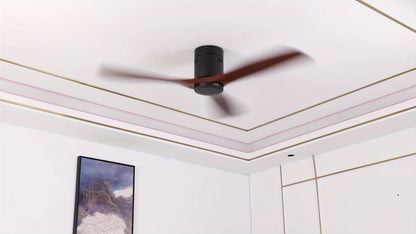 Plafondventilator – Ventilator Plafond – Plafonniere – Ventilator Binnen – Ventilator Buiten – Laag Profiel – 3 Houten Bladen – Fluisterstille DC Motor – Afstandsbediening