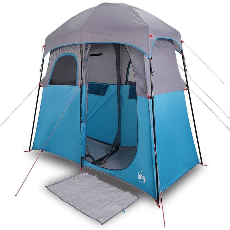 Campingtent – Kampeertent – Tent – Tweepersoonstent – Douchetent – Blauw – Lichtgewicht Oxford Stof – Inclusief Zonnescherm