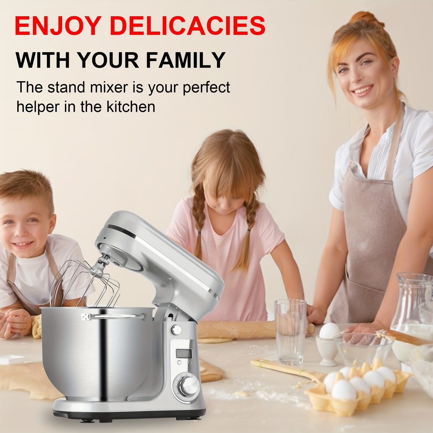 Keukenmachine – Keukenmixer – Keukenrobot – Foodprocessor – Mixer – 6L RVS Mengkom – Krachtige 1200W DC Motor – 6 Snelheden Met Timer
