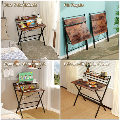 Bureau – Computerbureau – Bureautafel – Werkplek – Opvouwbaar – Ruimtebesparend – Stevig Legeringsstaal Frame – Ingebouwde Plank en Monitorstandaard
